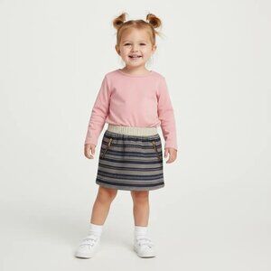 Genuine OshKosh Toddler Girls Metallic Tweed Skirt Striped Nightfall Blue Sz 3T